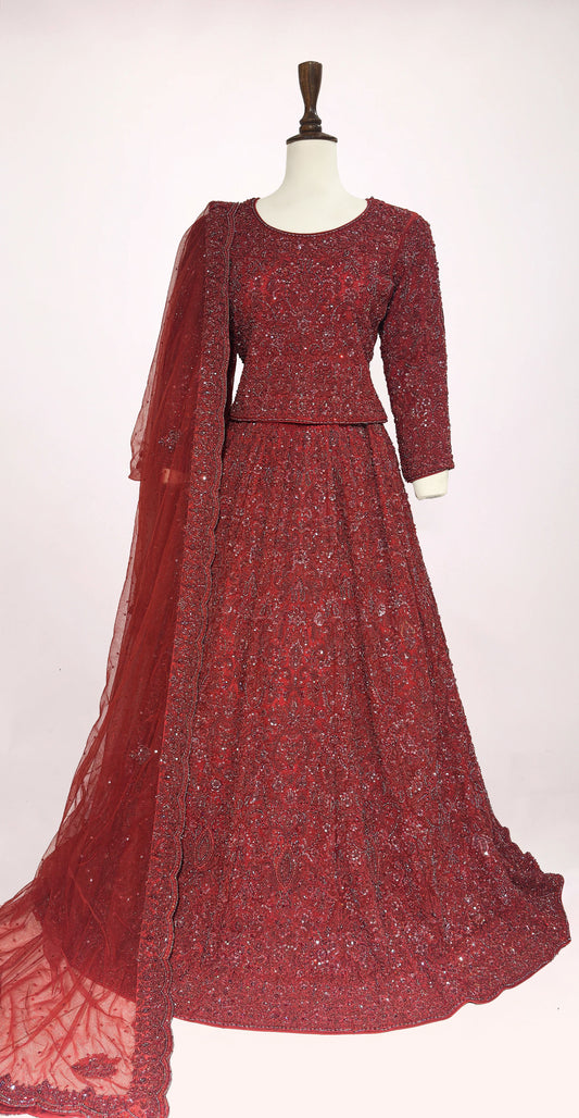 Salwa | Lehenga | Red