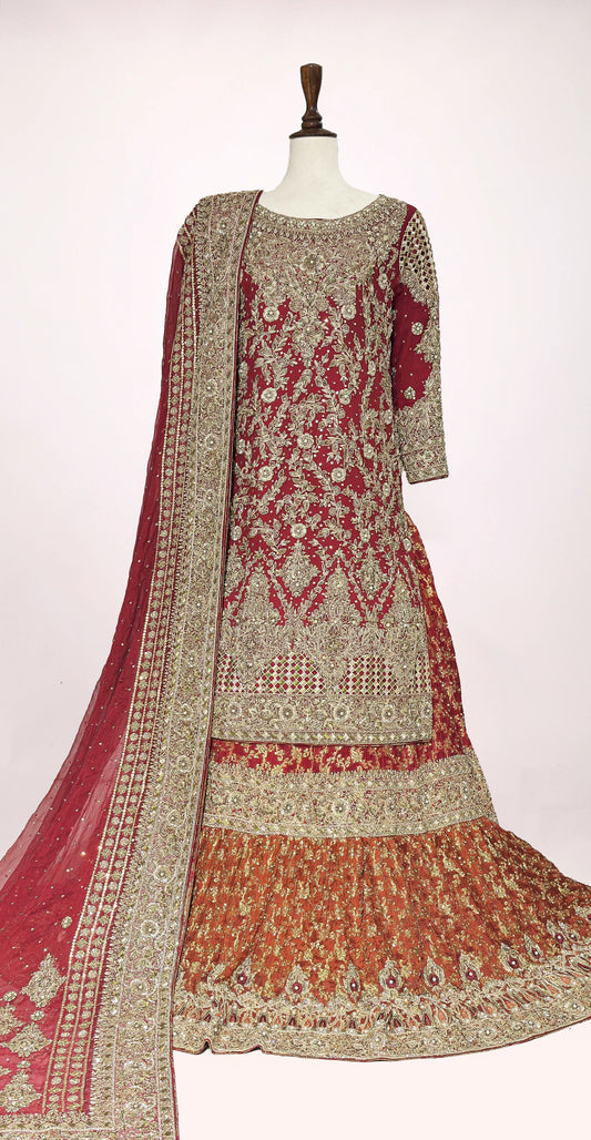 Pakeezah | Farshi Lehenga | Red
