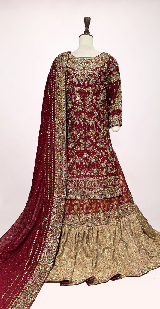 Meerab | Farshi Lehenga | Red