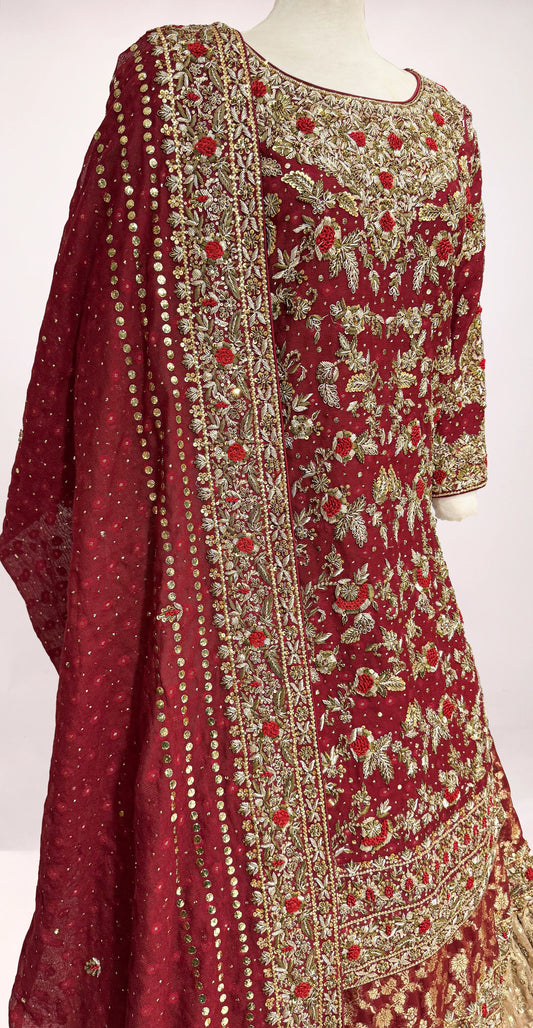 Meerab | Farshi Lehenga | Red