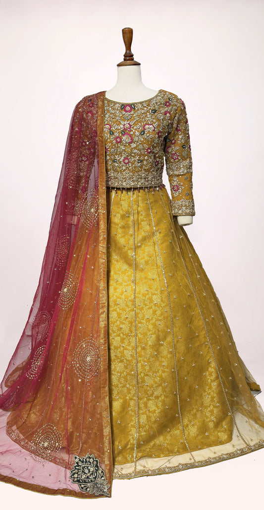 Mehfil | Lehenga | Yellow & Rust