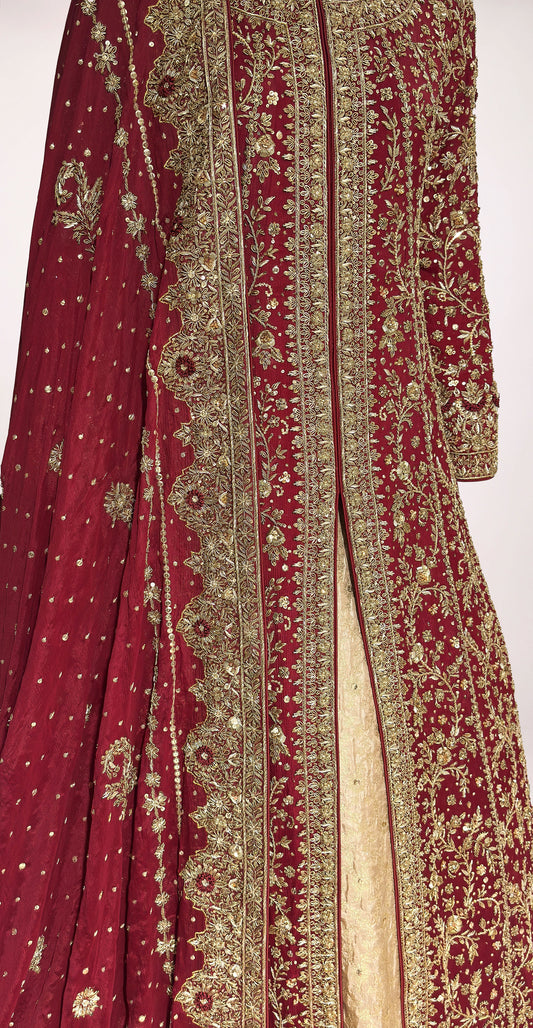 Wasna | Farshi Lehenga | Red & Golden