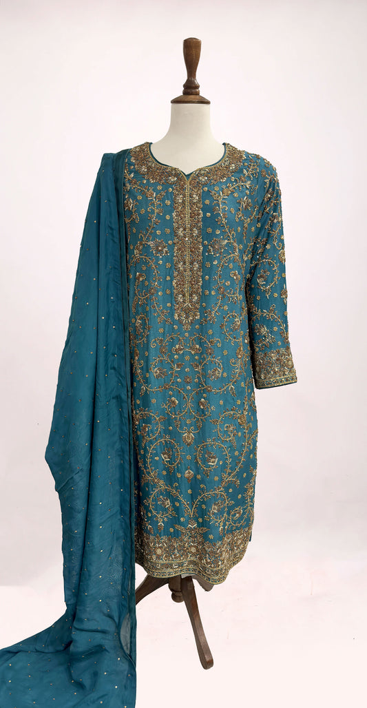 Basina | 3 Piece | Stitched | Sky Blue