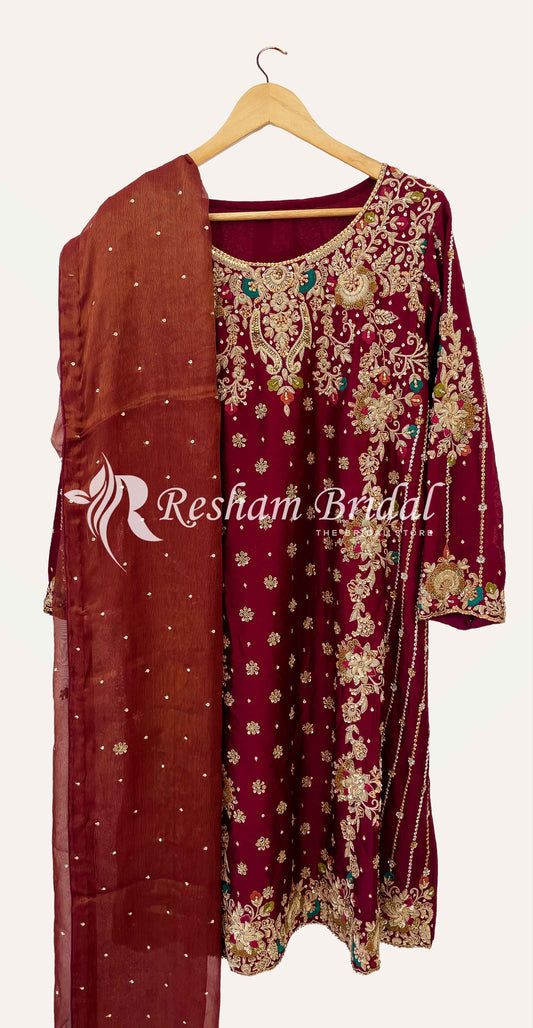 Kyra | 3 Piece | Stitched | Brown