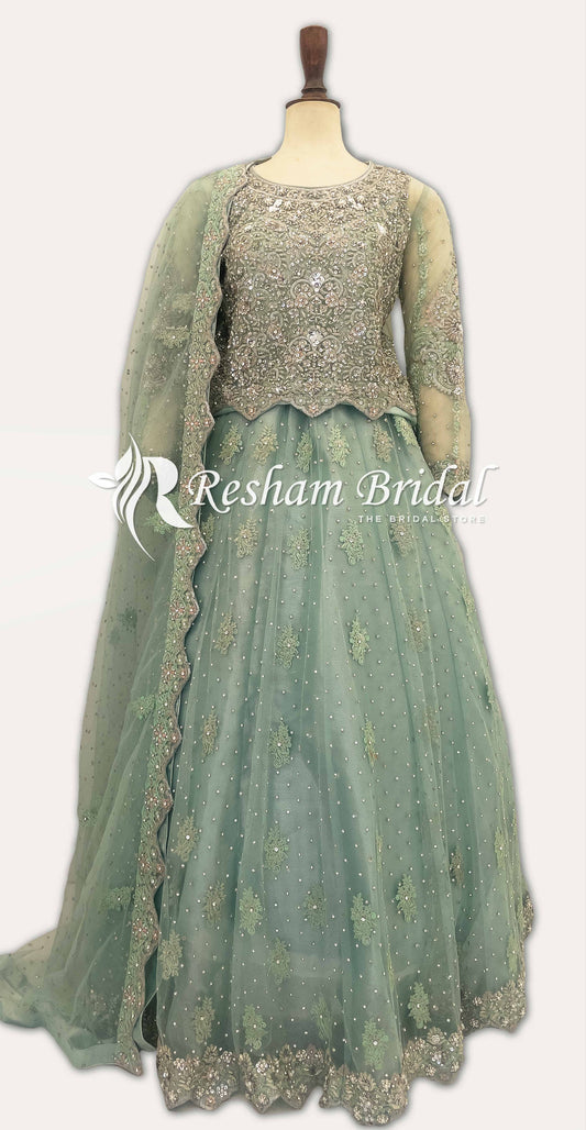 Malina | Lehenga | Pastel Green