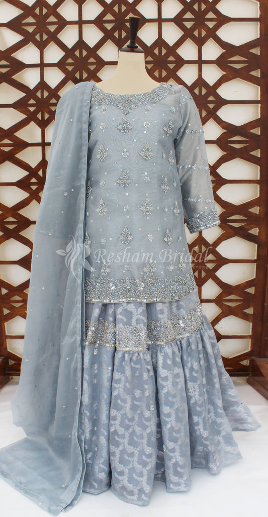 Rooh | Gharara | Aqua Blue