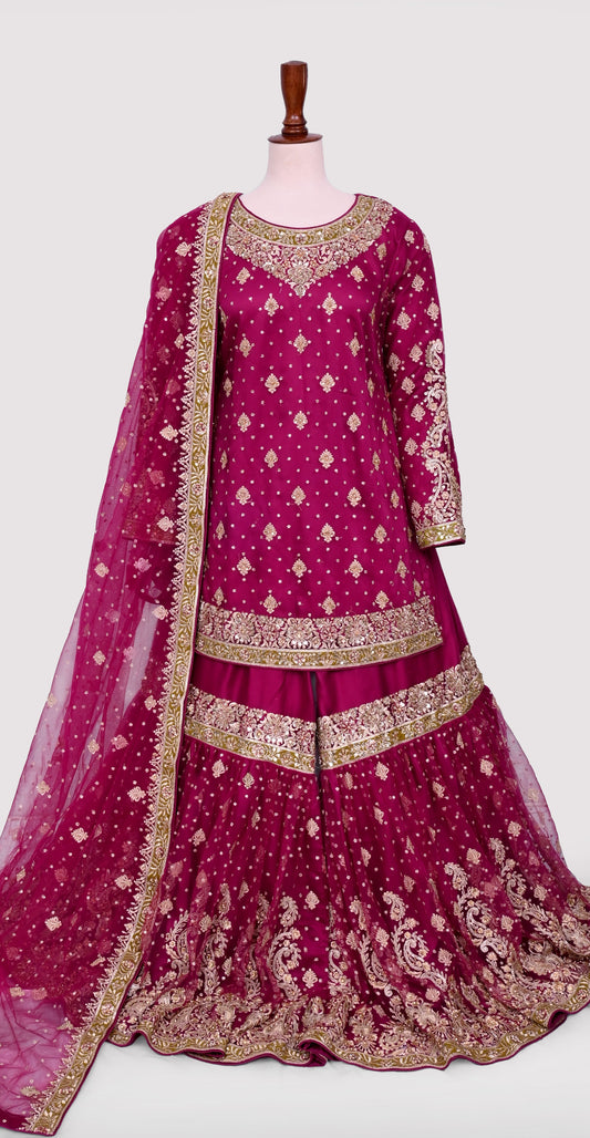 Sawera | Gharara | Hot Pink
