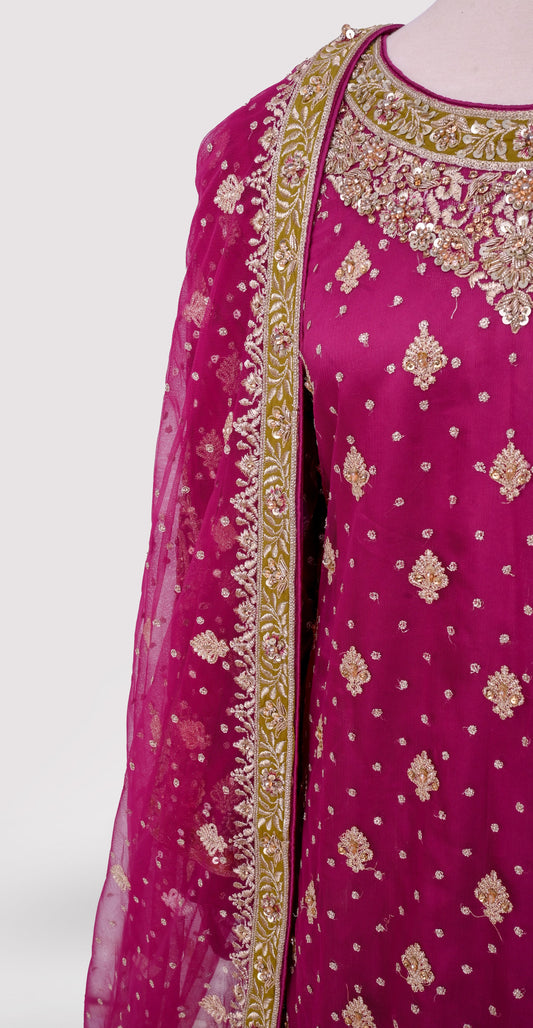 Sawera | Gharara | Hot Pink