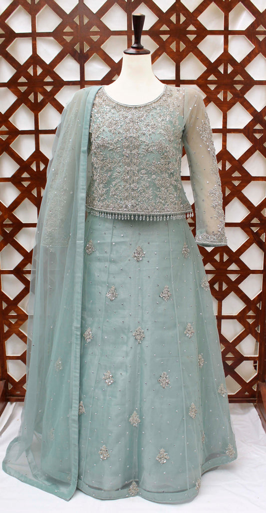 Asra | Lehenga | Aqua Blue