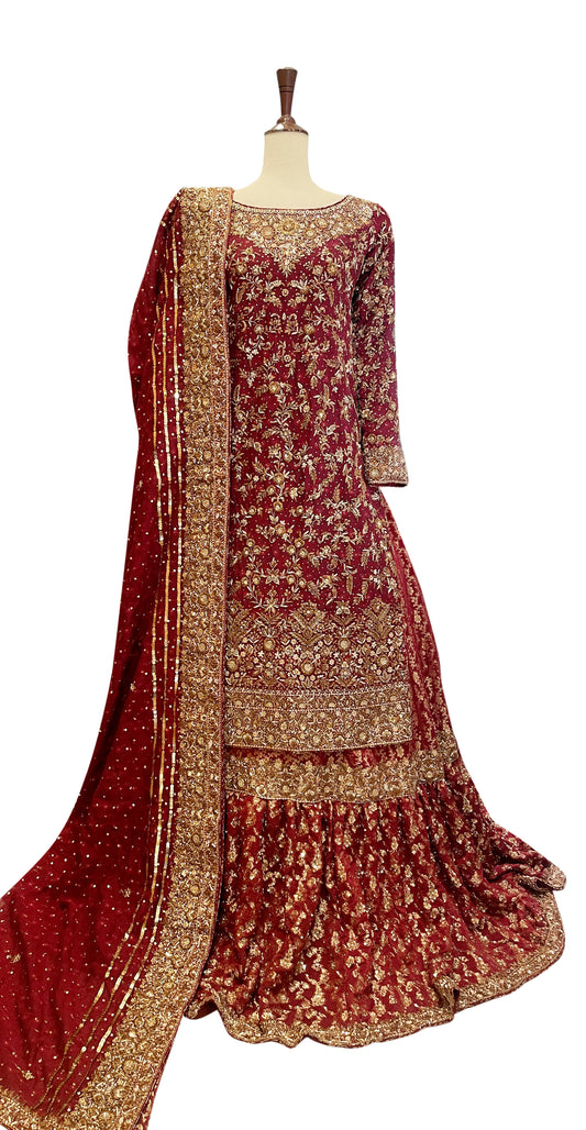 Noor Bano | Farshi Lehenga | Red