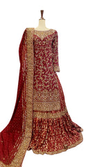 Noor Bano | Farshi Lehenga | Red