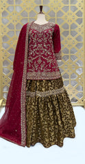 Meesha | Farshi Lehenga | Red & Green