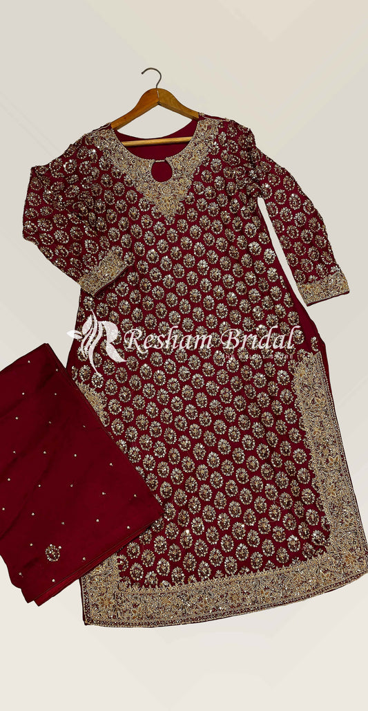 Nashwa | 3 Piece | Stitched | Red