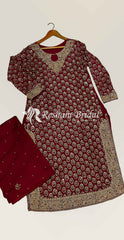 Nashwa | 3 Piece | Stitched | Red