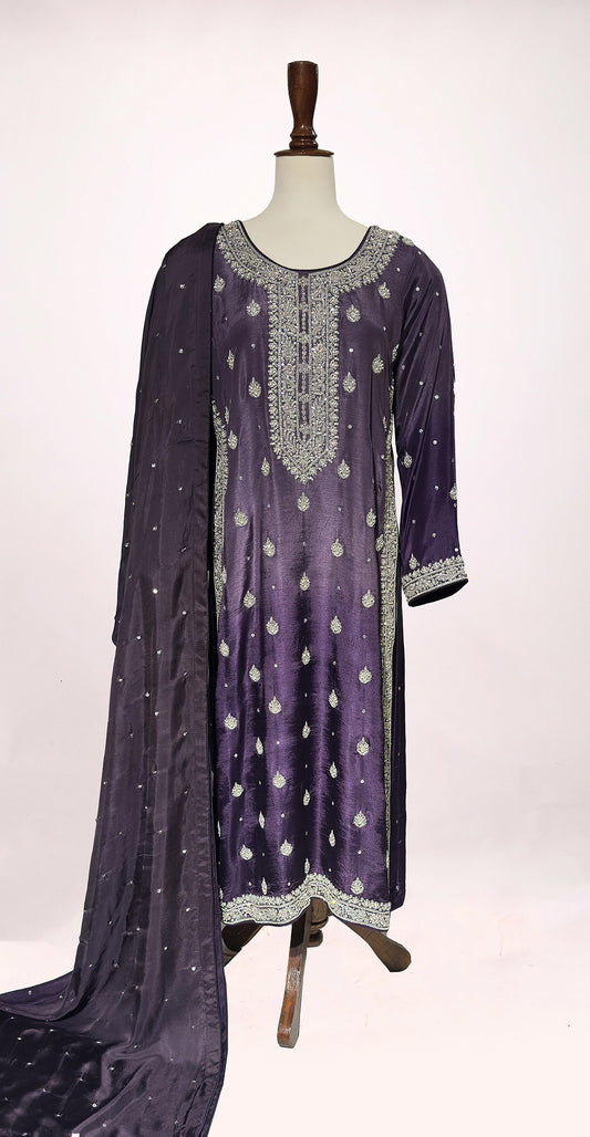 Riza | 3 Piece | Stitched | Purple