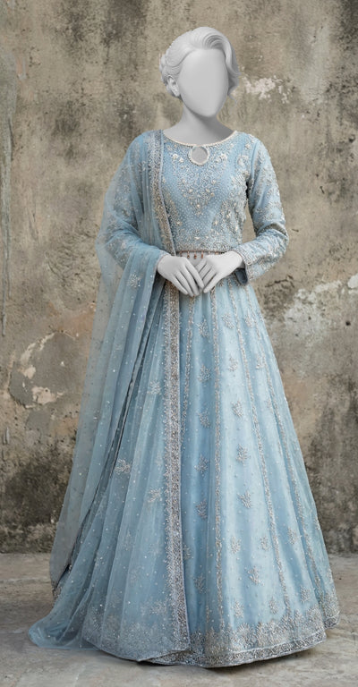 Dastaan | Lehenga | Stitched | Sky Blue