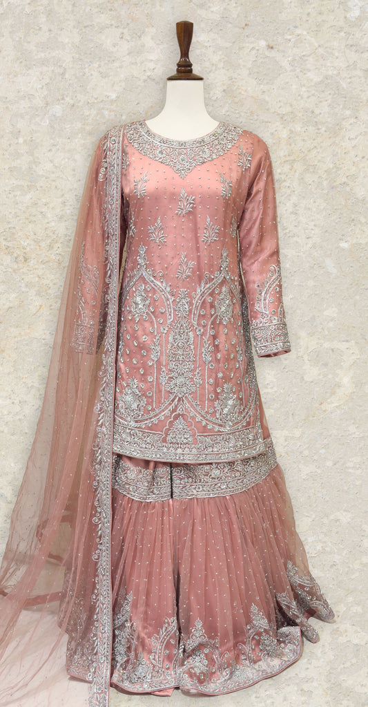 Nehaal | Gharara | Stitched | Peach