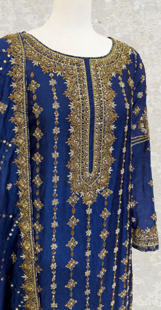 Aghaaz | 3 Piece | Stitched | Ink Blue