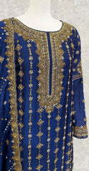 Aghaaz | 3 Piece | Stitched | Ink Blue