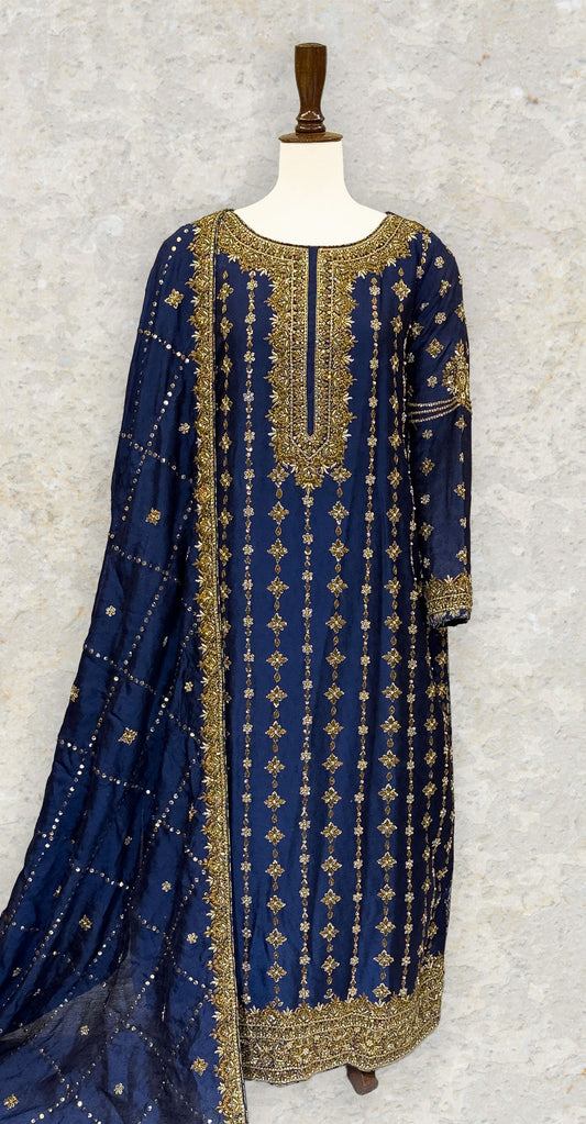 Aghaaz | 3 Piece | Stitched | Ink Blue