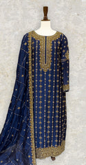 Aghaaz | 3 Piece | Stitched | Ink Blue