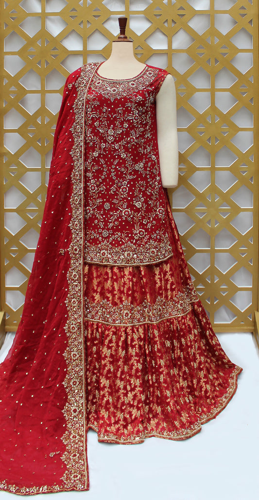 Ushna | Farshi Lehenga | Red