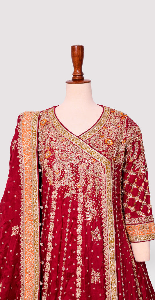 Angrakha | Maxi | Red Maroon