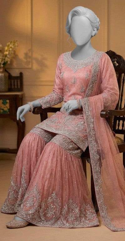 Nehaal | Gharara | Stitched | Peach