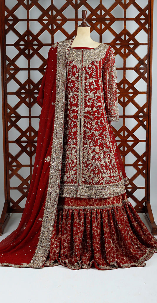 Zuhara | Farshi Lehenga | Red