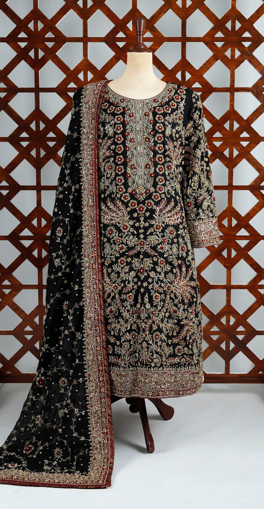 Haseen | 3 Piece | Stitched | Black