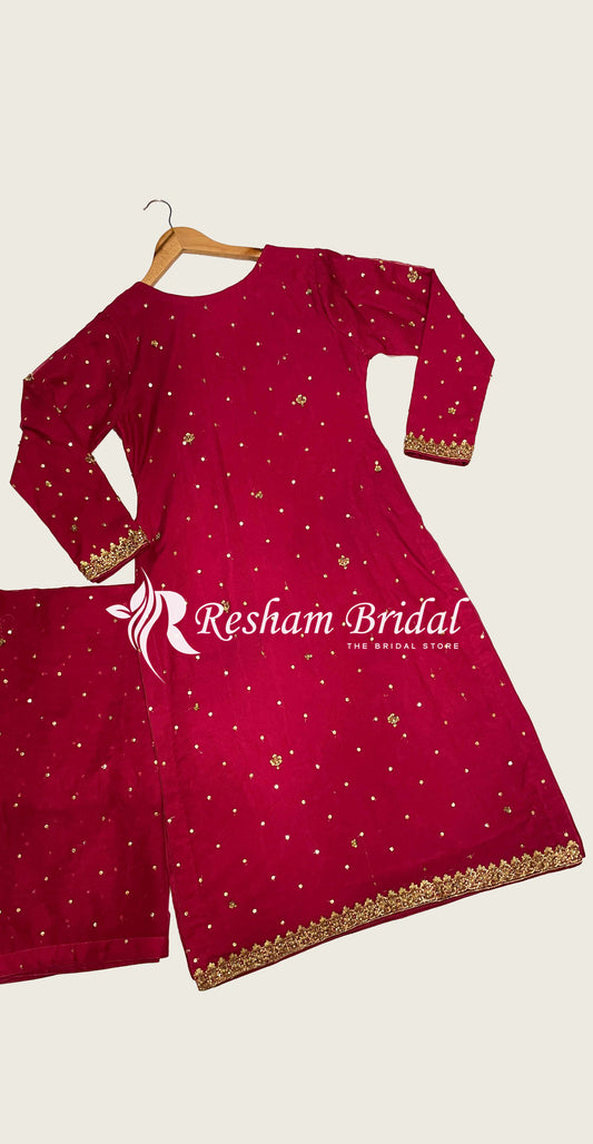 Falak | 3 Piece | Stitched | Red