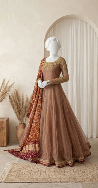 Ramisha | Maxi | Stitched | Rust & Maroon