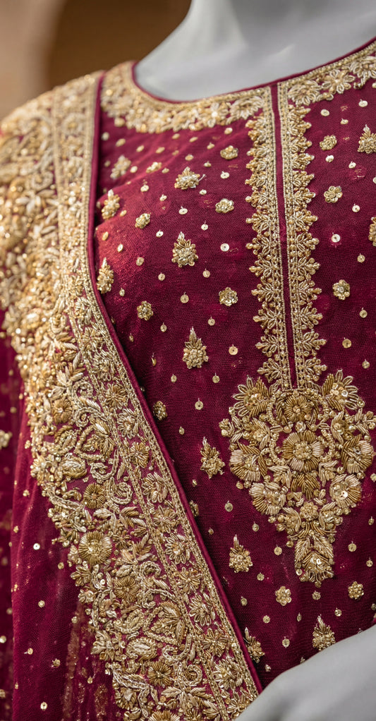 Banafshaan | 3 Piece | Stitched | Red