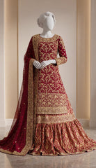 Abira | Farshi Lehenga | Red & Rust