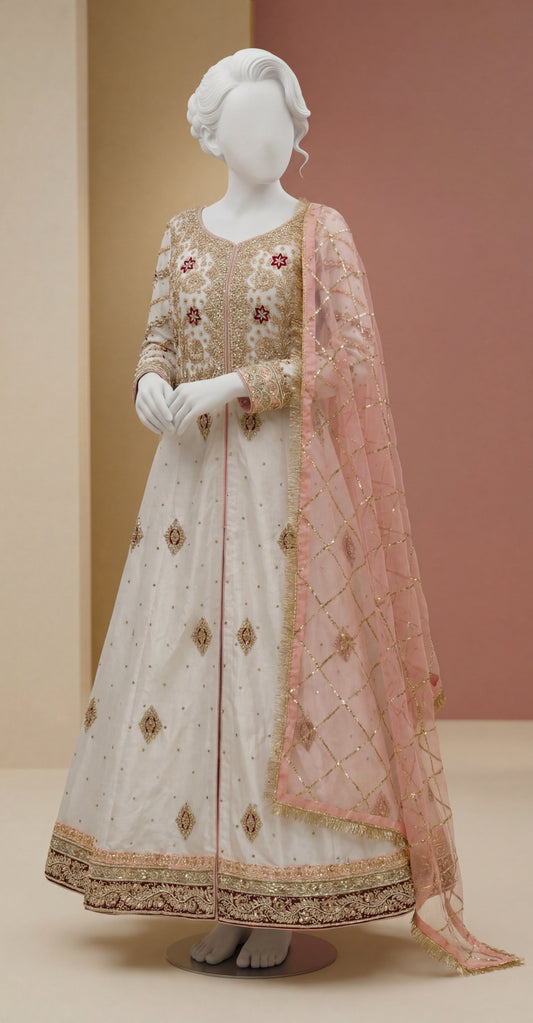 Kainat | Maxi | Off-White & Pink