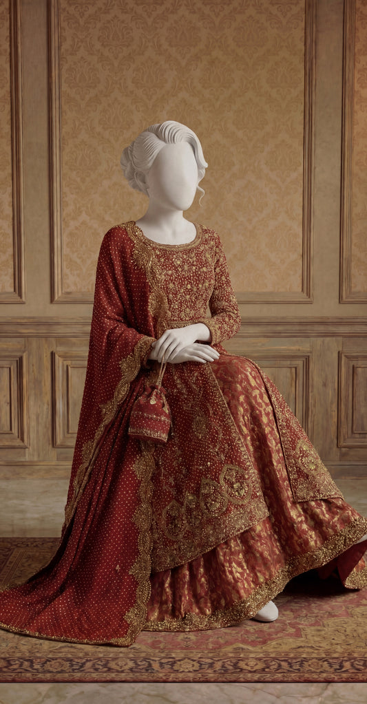 Baneera | Maxi with Lehenga | Red