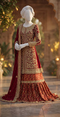 Jahan e Khaas | Farshi Lehenga | Stitched | Red