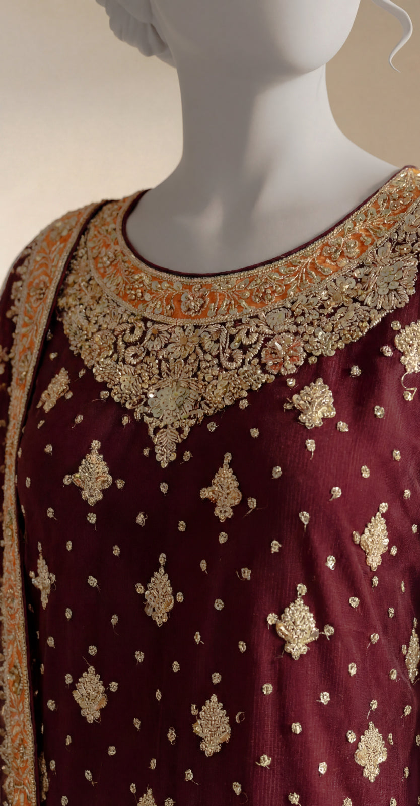 Waania | Gharara | Stitched | Maroon