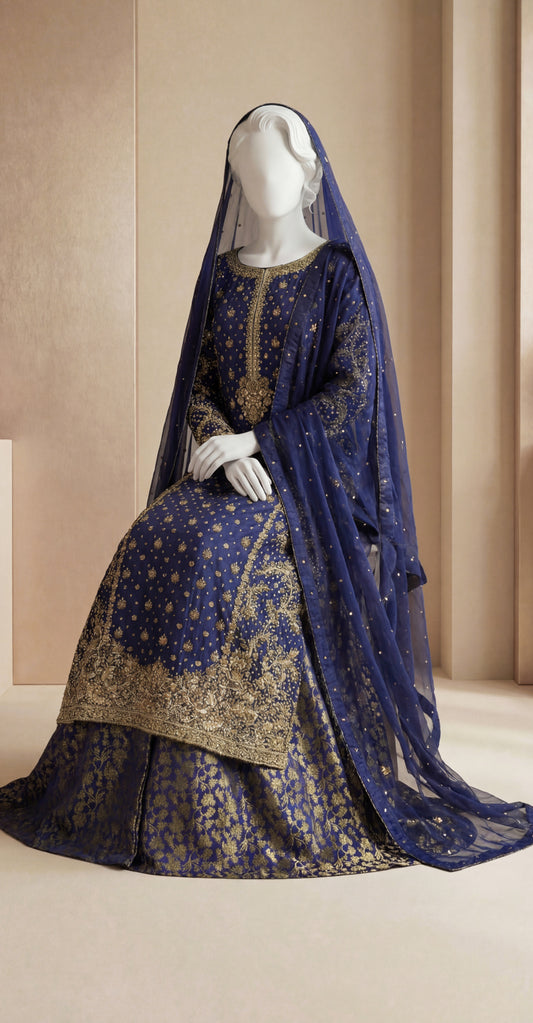 Banafshaan | 3 Piece | Stitched | Ink Blue