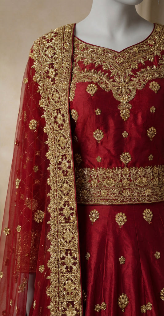 Samana | Lehenga | Cherry Red