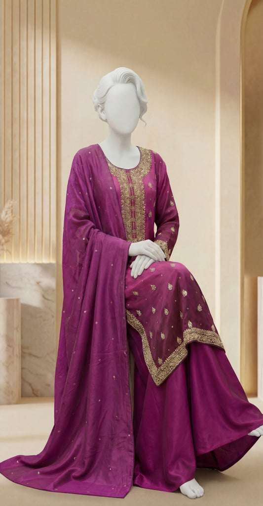 Riza | 3 Piece | Stitched | Hot Pink