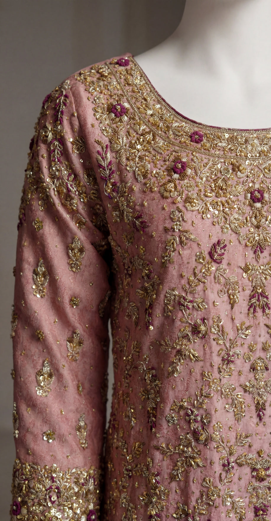 Arooba | Farshi Lehenga | Peach & Purple