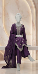 Riza | 3 Piece | Stitched | Purple