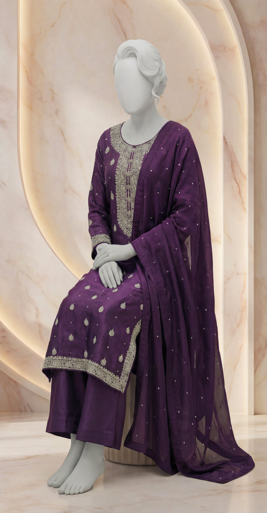 Riza | 3 Piece | Stitched | Purple