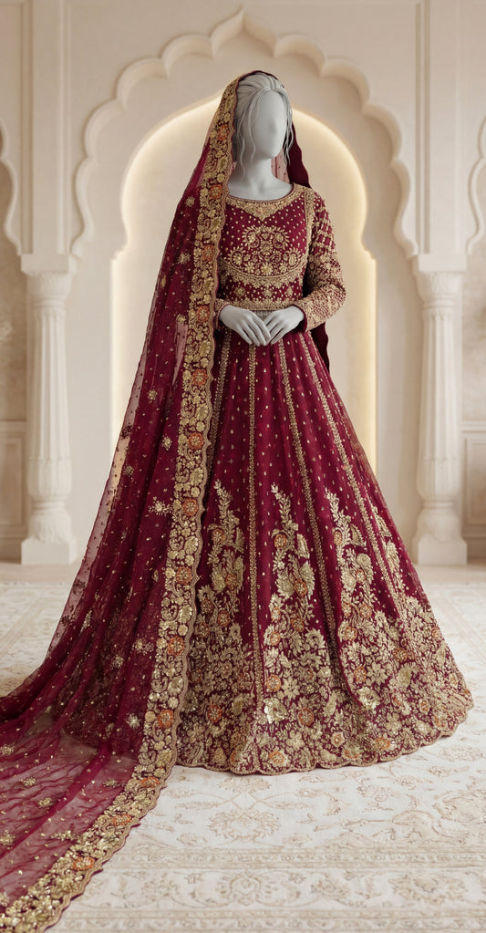 Zenia | Lehenga | Cherry Red