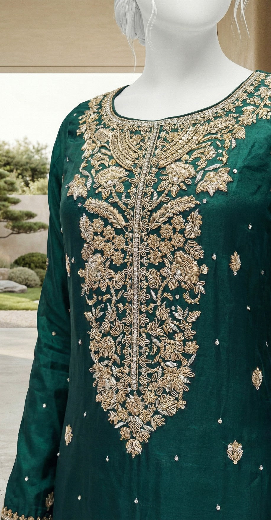 Seemab | 3 Piece | Stitched | Bottle Green