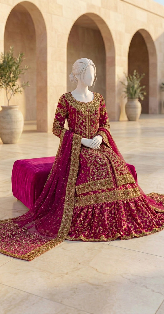 Durr e Fishan  | Farshi Lehenga | Red