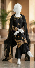 Samya| 3 Piece | Stitched | Black