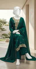 Seemab | 3 Piece | Stitched | Bottle Green