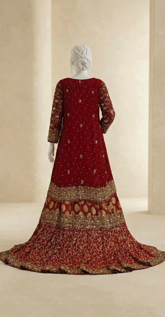 Durr e Nayab  | Farshi Lehenga | Red